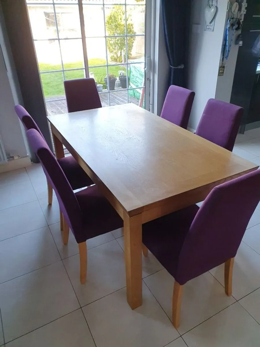 Oak Dining Table and Chairs - Image 1