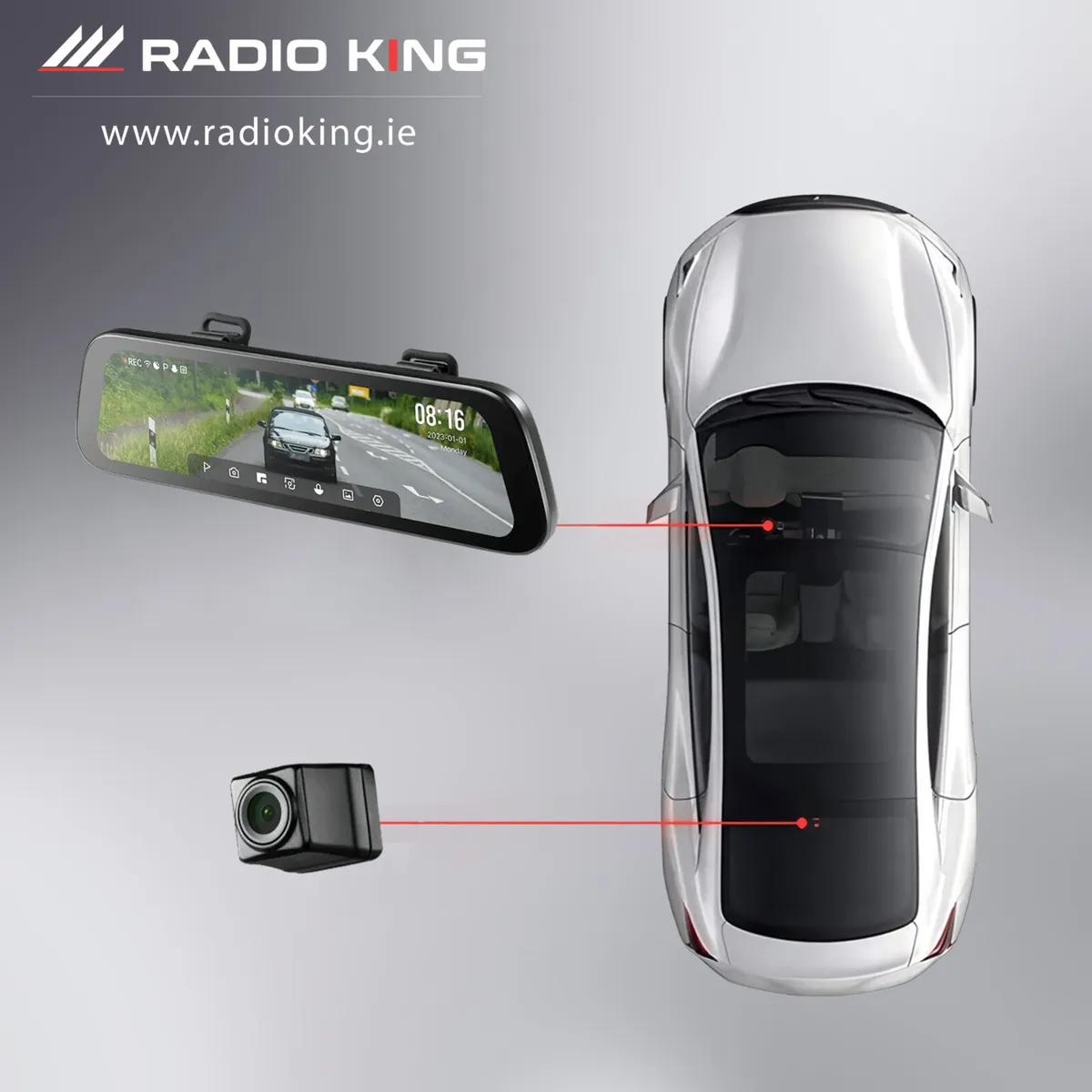 MIRROR DASH CAM WITH REVERSE - OPTIONAL INSTALL - Image 3