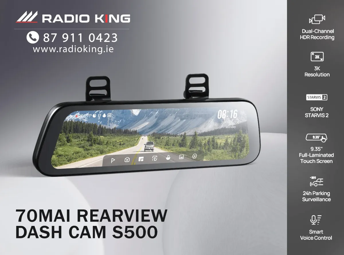 . MIRROR DASH CAM WITH REVERSE - OPTIONAL INSTALL - Image 1