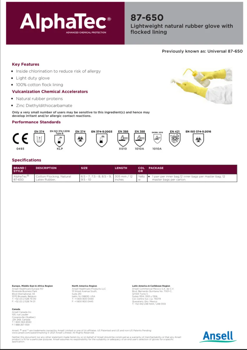 Chemical resistant New Ansell Rubber gloves - Image 4