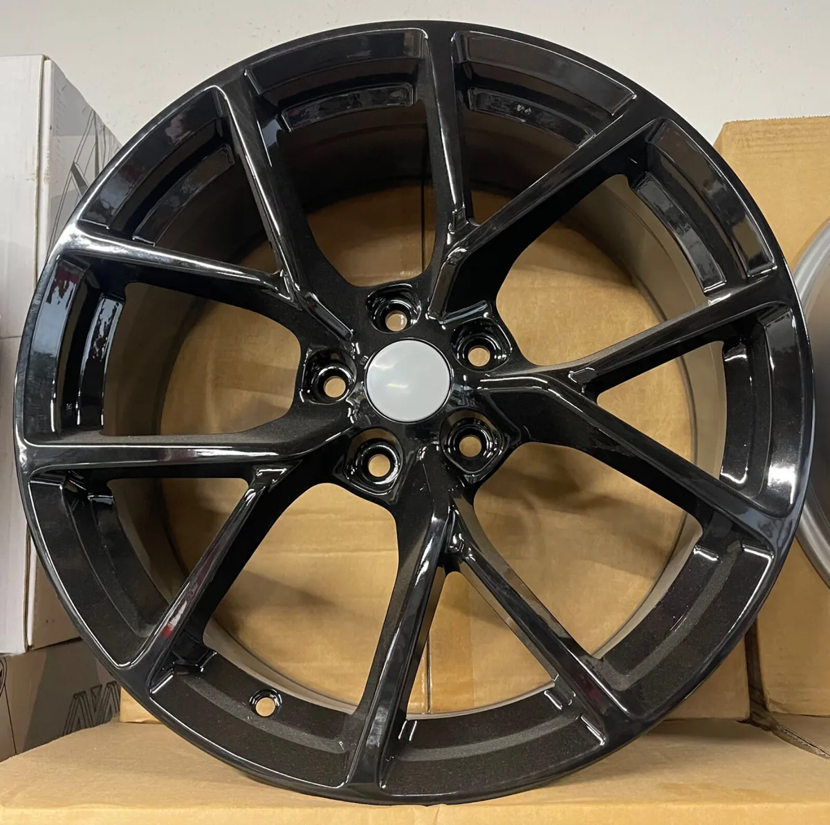18” gloss black 5x108 Ford alloy and tyres