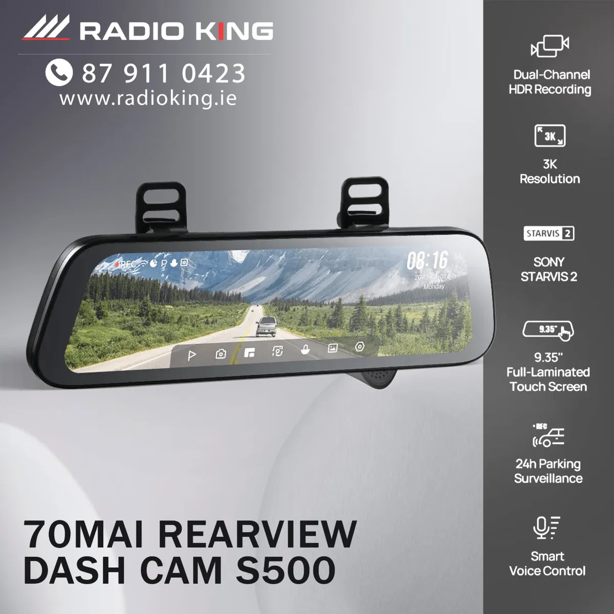 MIRROR DASH CAM WITH REVERSE - OPTIONAL INSTALL - Image 1