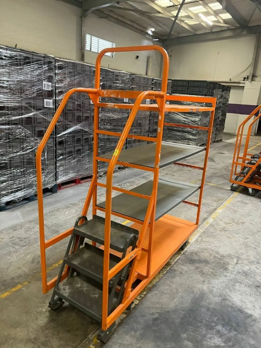 Shelving Trolly with Ladder and Castors (4 levels) - Image 2
