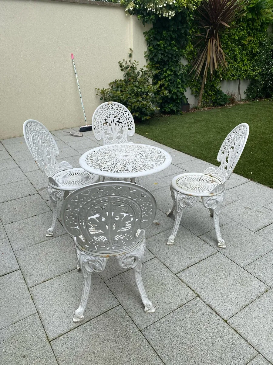Wrought iron table and chairs for sale in Co. Kildare for €800 on DoneDeal