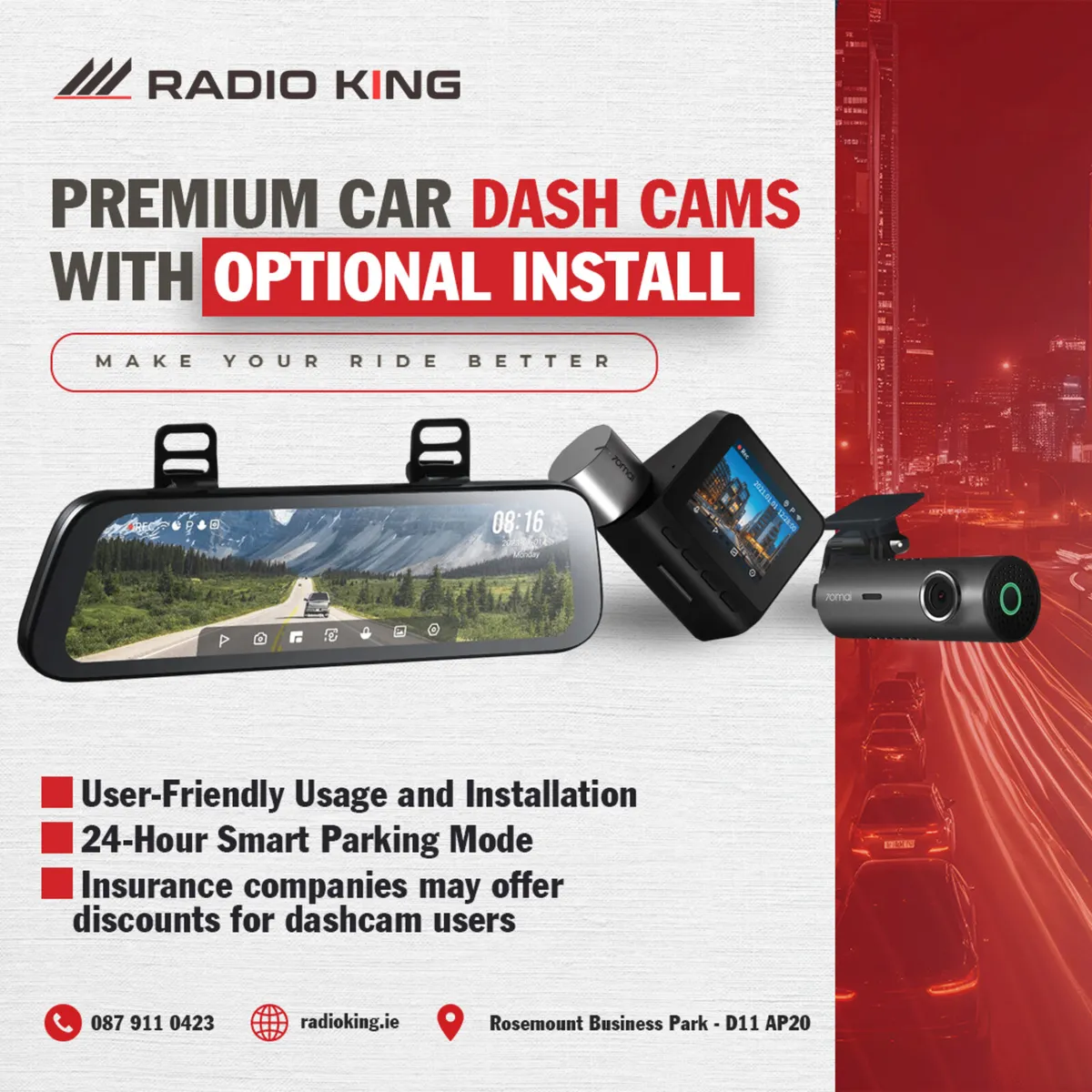 PREMIUM CAR DASH CAMs WITH OPTIONAL INSTALL - Image 1