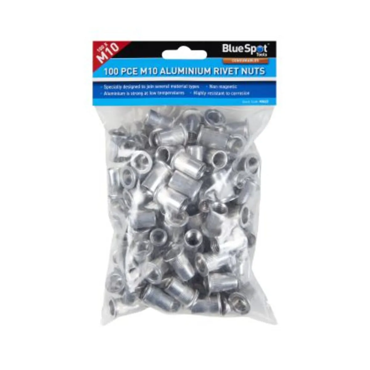 Blue Spot Tools Aluminium Rivet Nuts – 100 PCE - Image 1