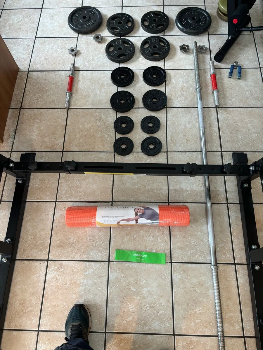 GYM SET, SQUAT RACK, WEIGHT BENCH, METAL WEIGHTS!! for sale in Co