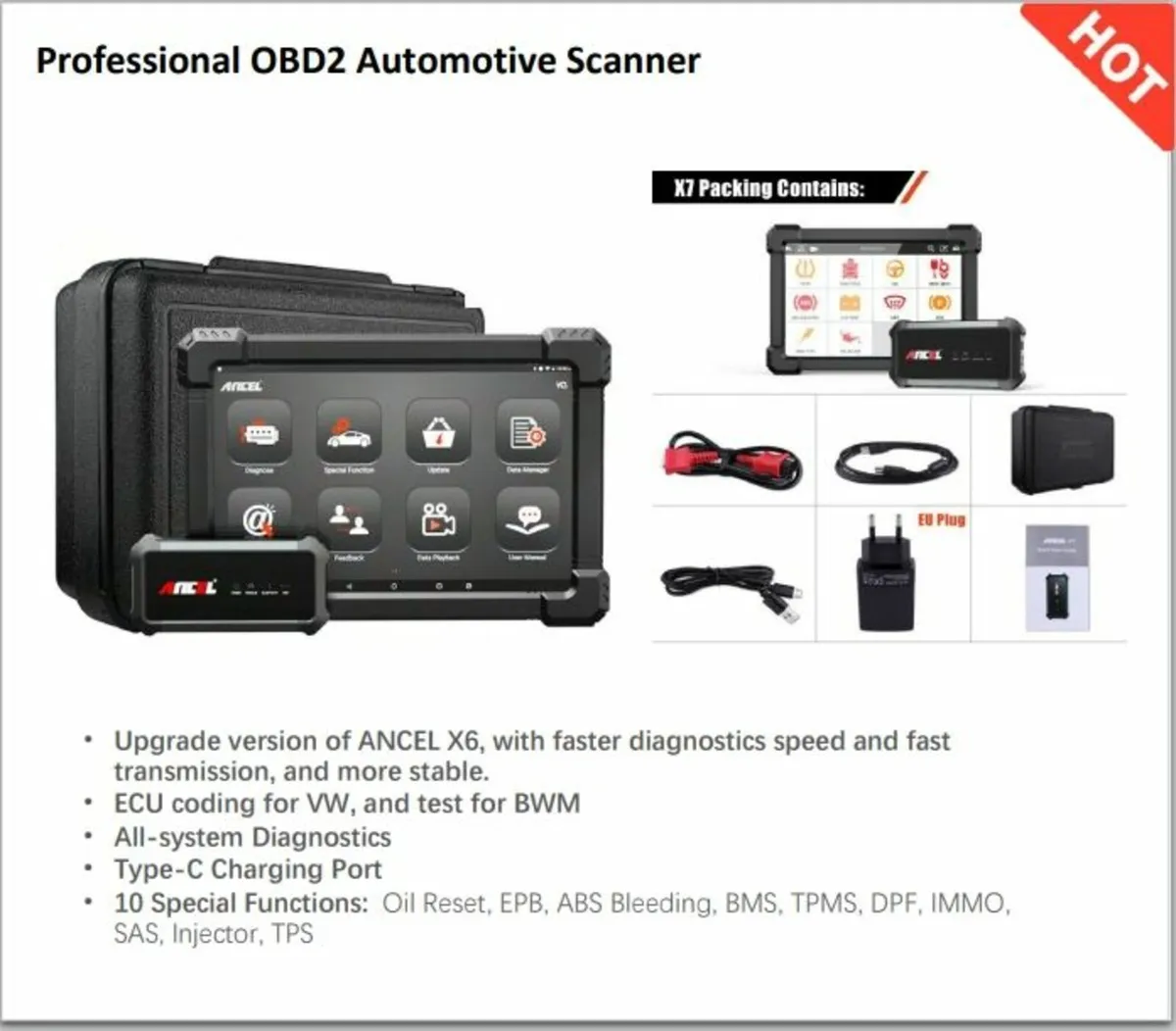 Ancel X7 HD Professional Heavy Duty Truck Scanner - Image 1