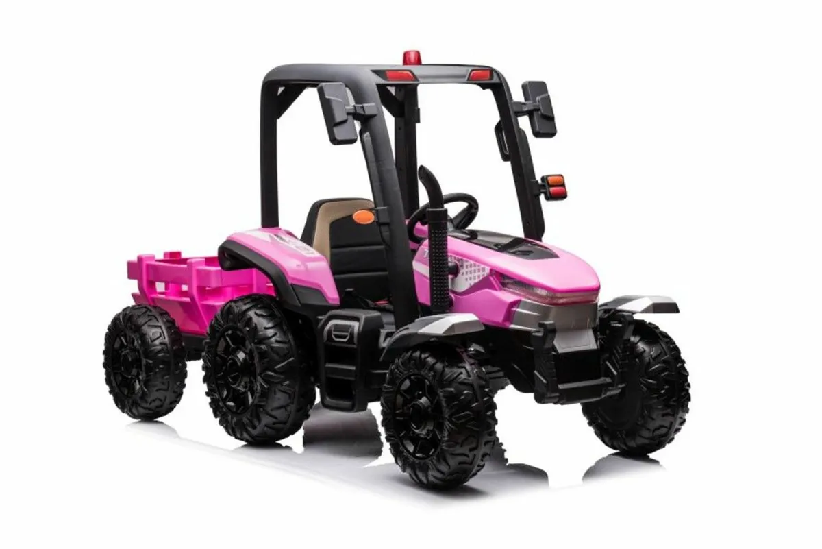 AgriPow 24V Electric Ride On Tractor Trailer Pink - Image 1