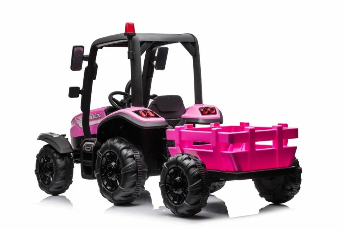 AgriPow 24V Electric Ride On Tractor Trailer Pink - Image 2