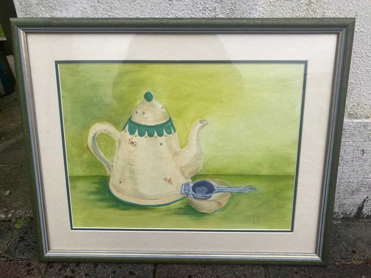 Still life oil painting framed signed
