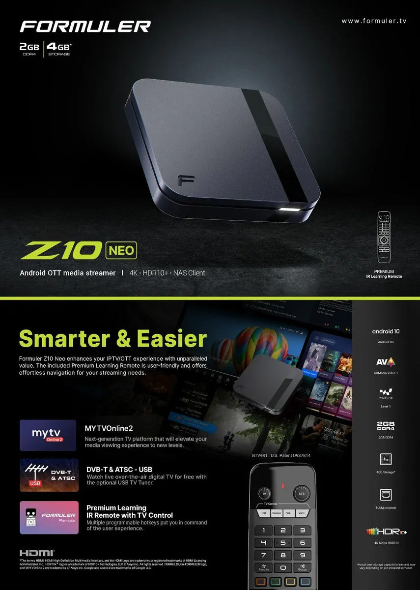 Formuler Z10 NEO  4K UHD Premium Android TV Box - Image 2