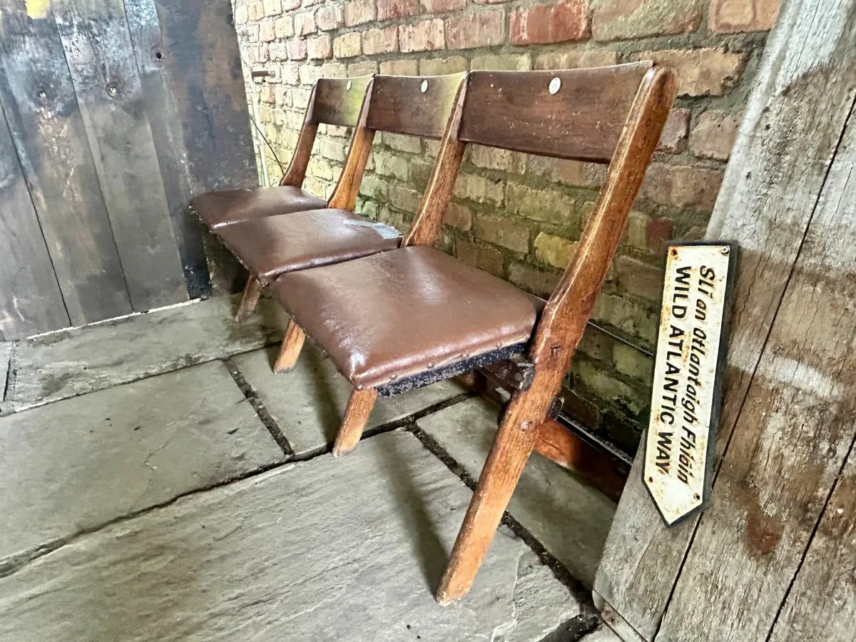 Vintage Oak Cinema Seats - Image 4