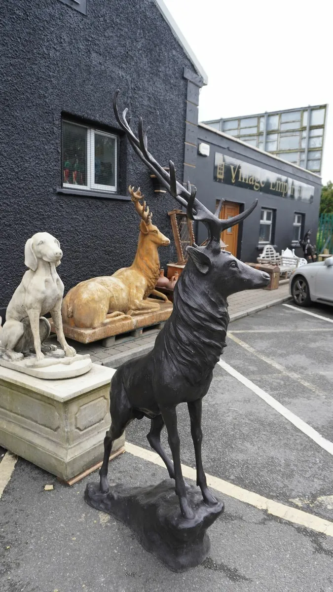 Large Bronze Deer Sculpture - Image 2