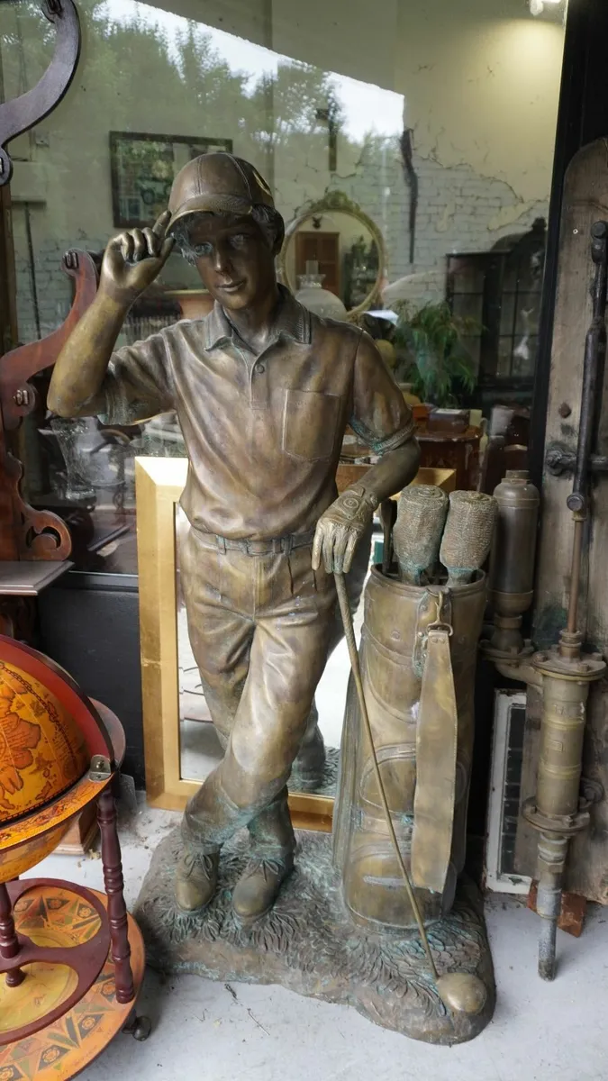 Antique Bronze Golfer Statue - Image 1