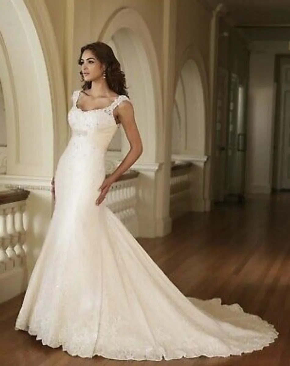 David Tutera Ivory Wedding Dress & Veil - Image 1