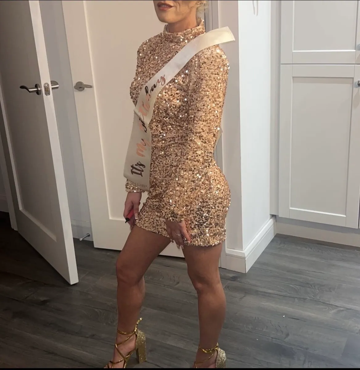 Gold Dressmezee dress size 6 8 for sale in Co. Kildare for 80 on DoneDeal