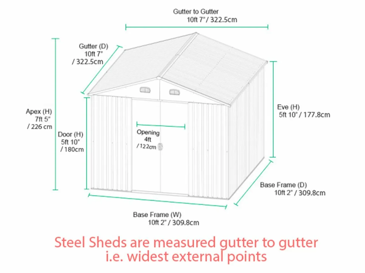 10ft x 10ft Classic Steel Garden Shed - Image 3