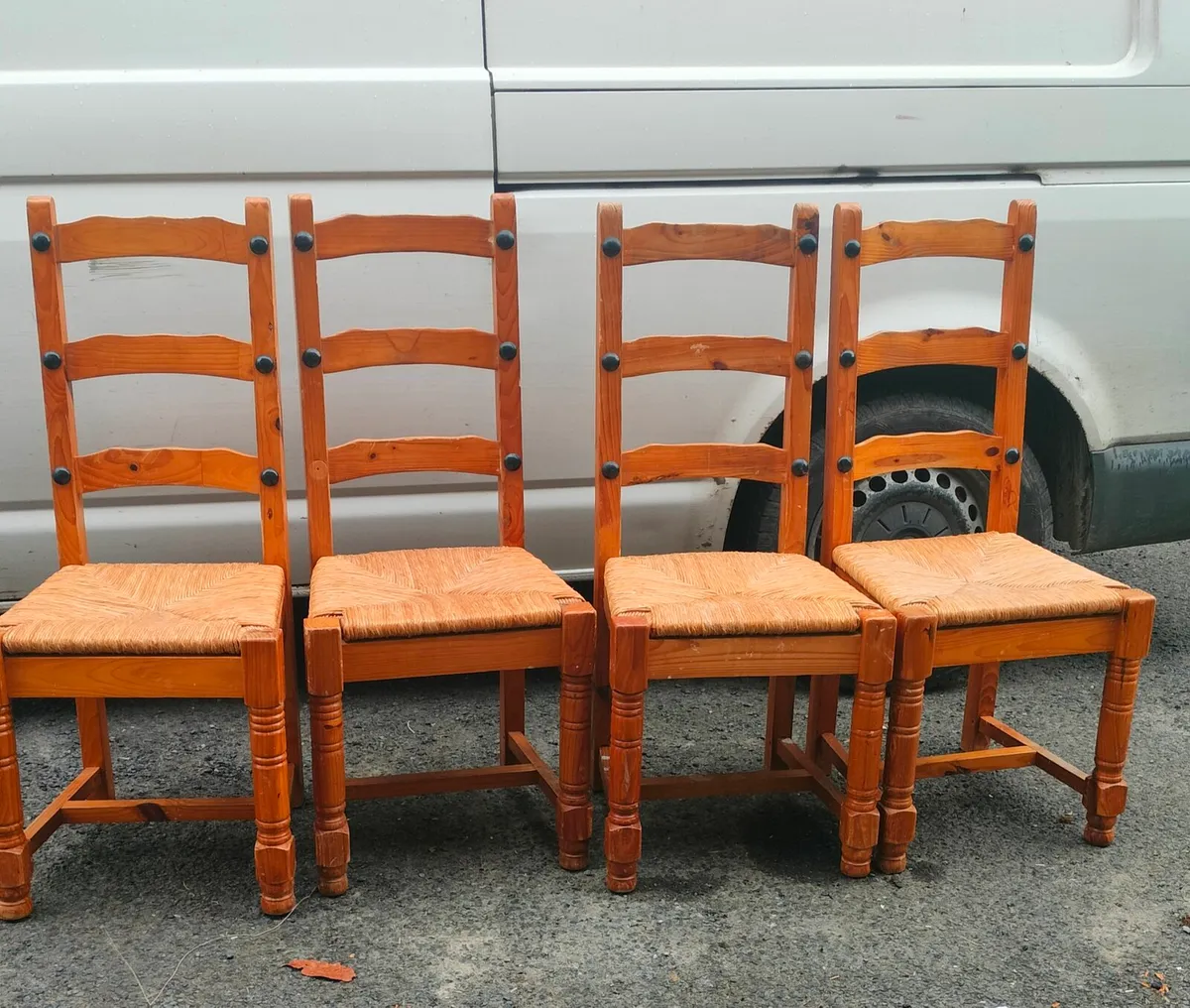 4 pine farmhouse chairs. Need a bit of Tlc. for sale in Co. Wexford for 80 on DoneDeal