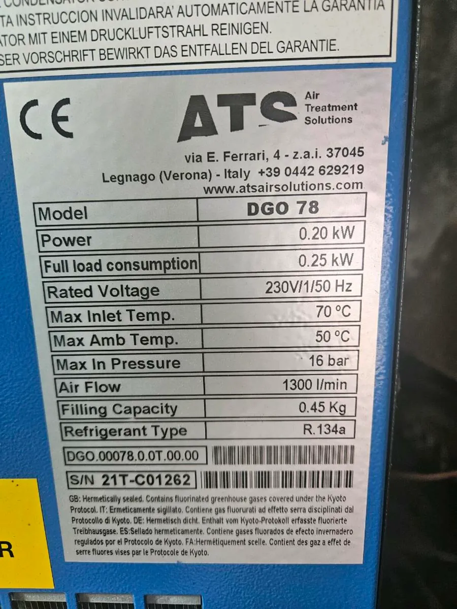 Refrigerated air dryer 1300lpm - Image 2