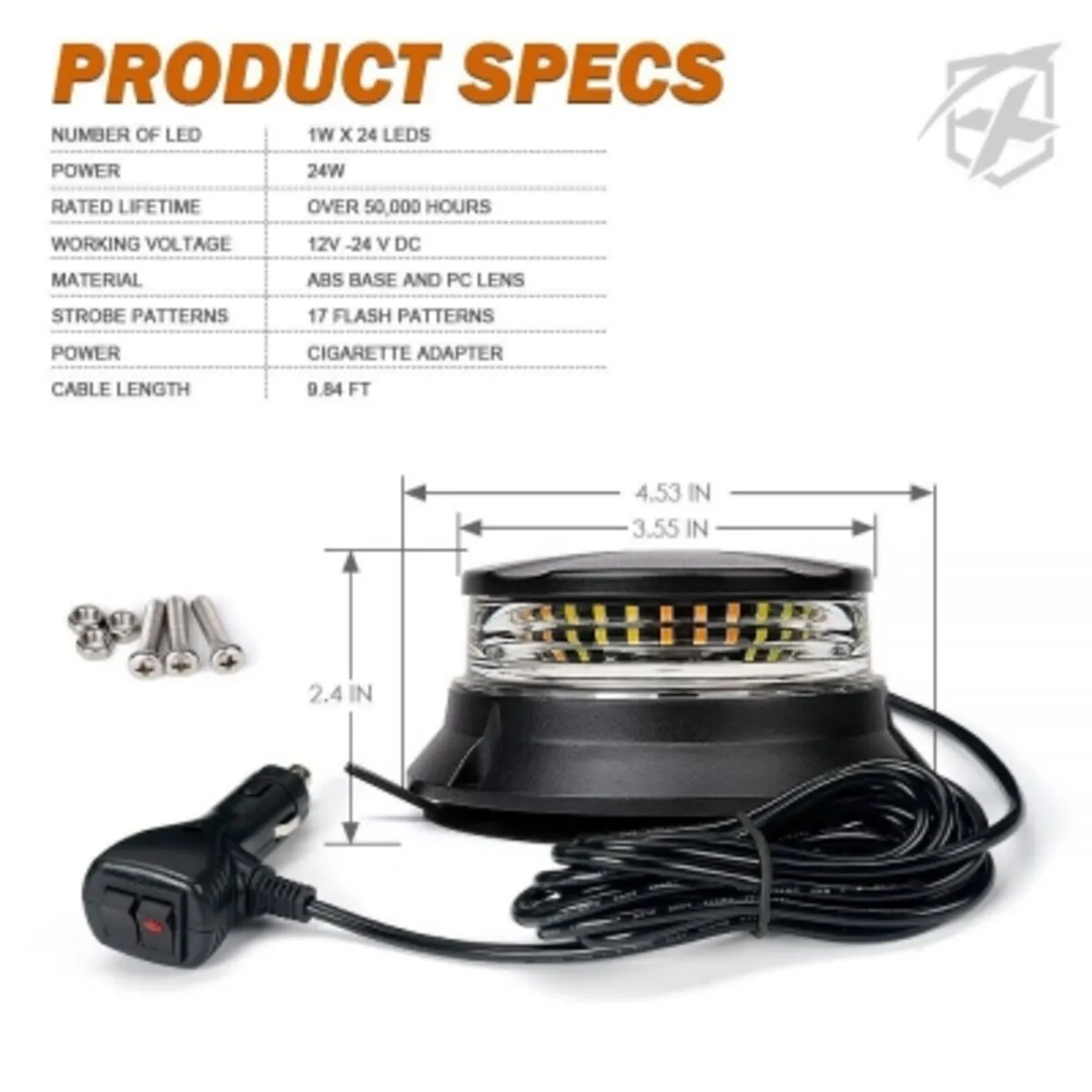 12V | 24V LED Magnetic Green Beacon - 24W - Image 3