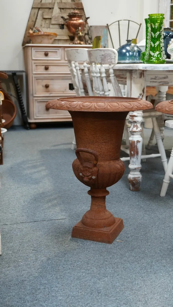 Pair of Antique Cast Iron Garden Urns - Image 3