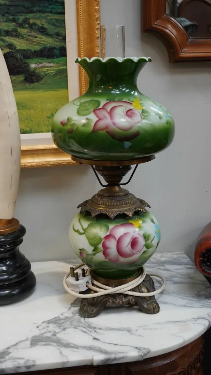 Vintage Hand-Painted Electric Oil Lamp - Image 1