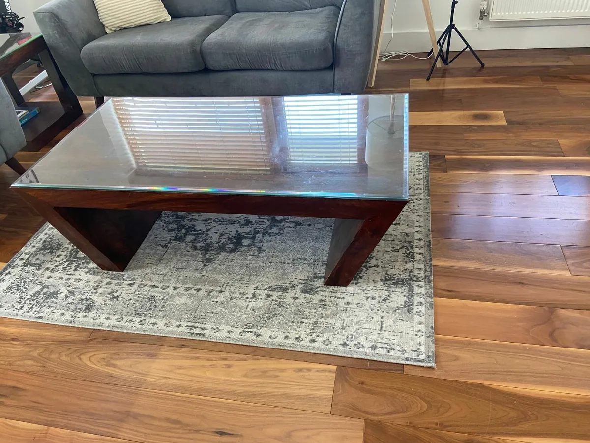 Coffee Table and Wrought Iron Hall Table - Image 1
