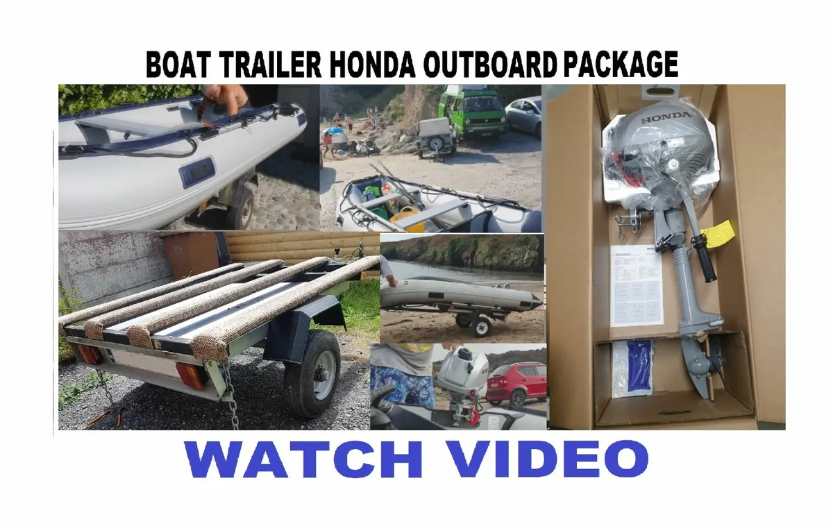 3.5 RIB INFLATABLE BOAT TRAILER HONDA 2.3 OUTBOARD - Image 1