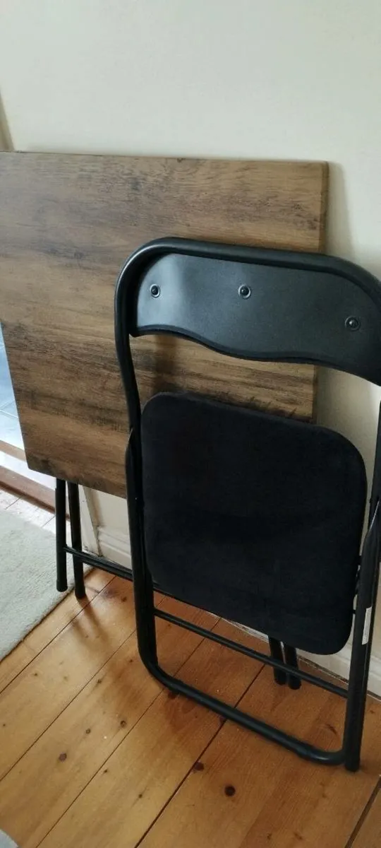 Foldable chair and table for sale in Co. Galway for €30 on DoneDeal