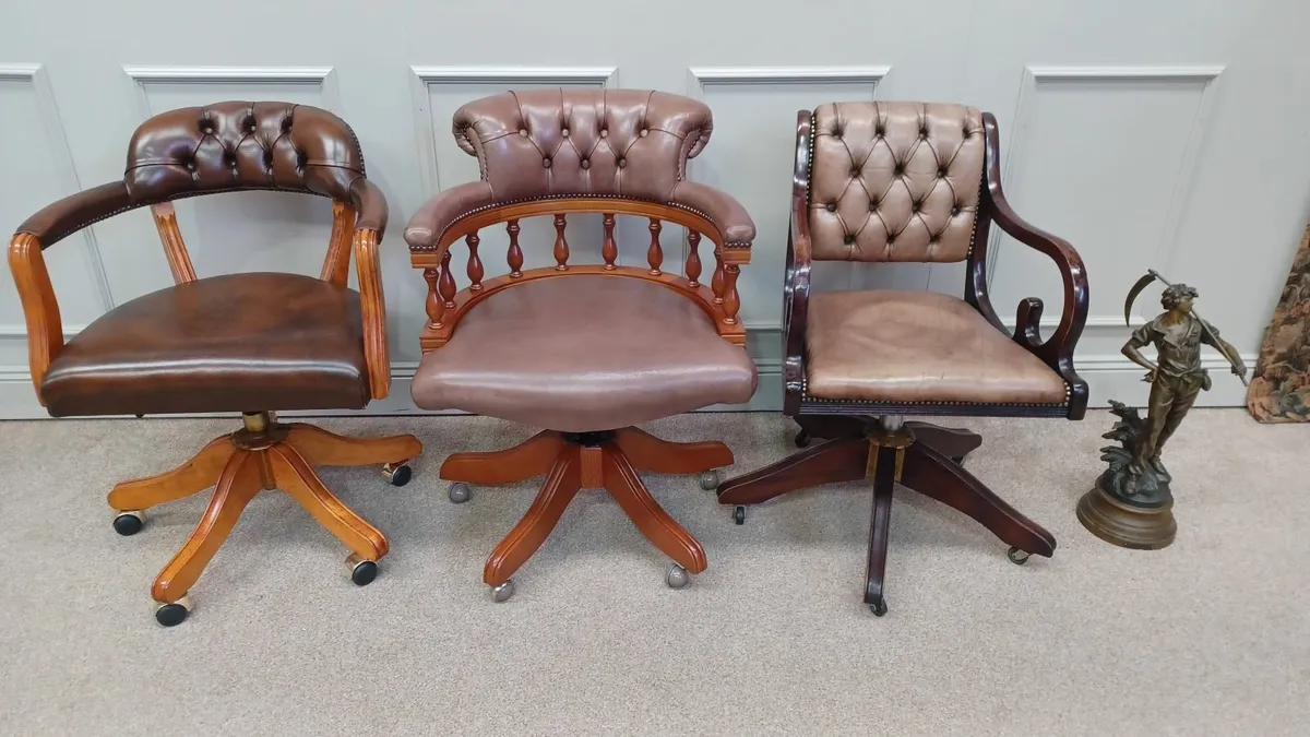 Antique 3 captain's chairs - Image 1