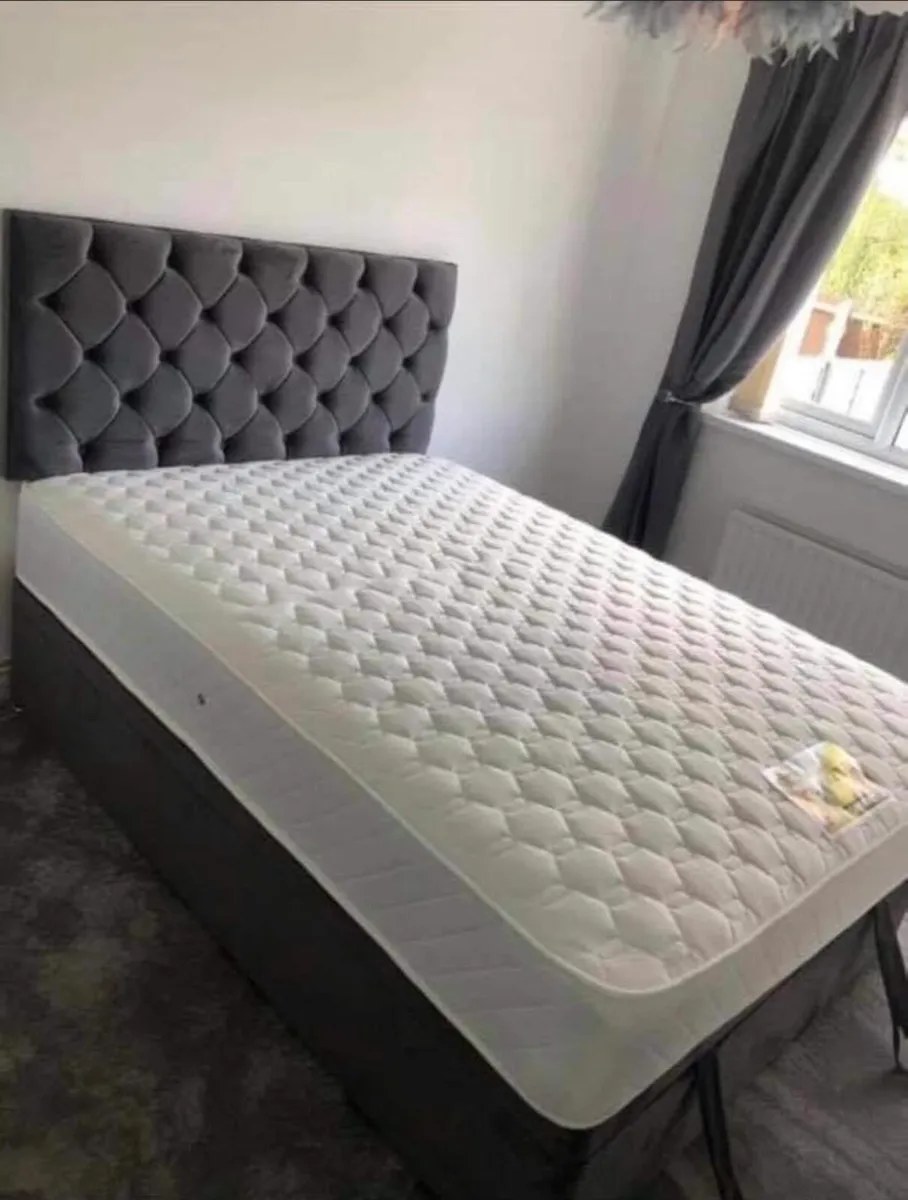 5ft grey plush divan base & mattress for sale in Co. Dublin for €329 on