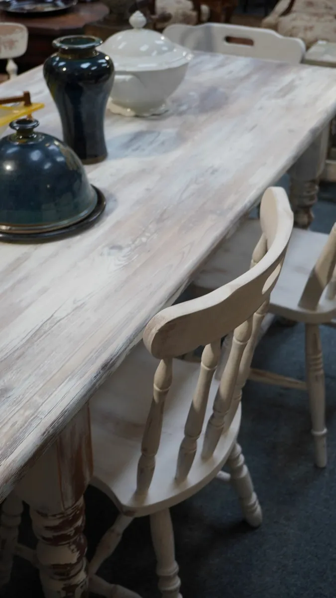 Upcycled Rustic Farmhouse Table and Chair Set - Image 2