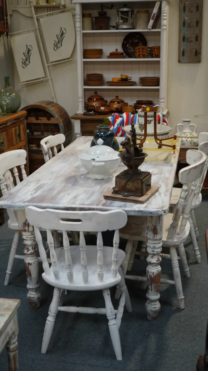 Upcycled Rustic Farmhouse Table and Chair Set - Image 1