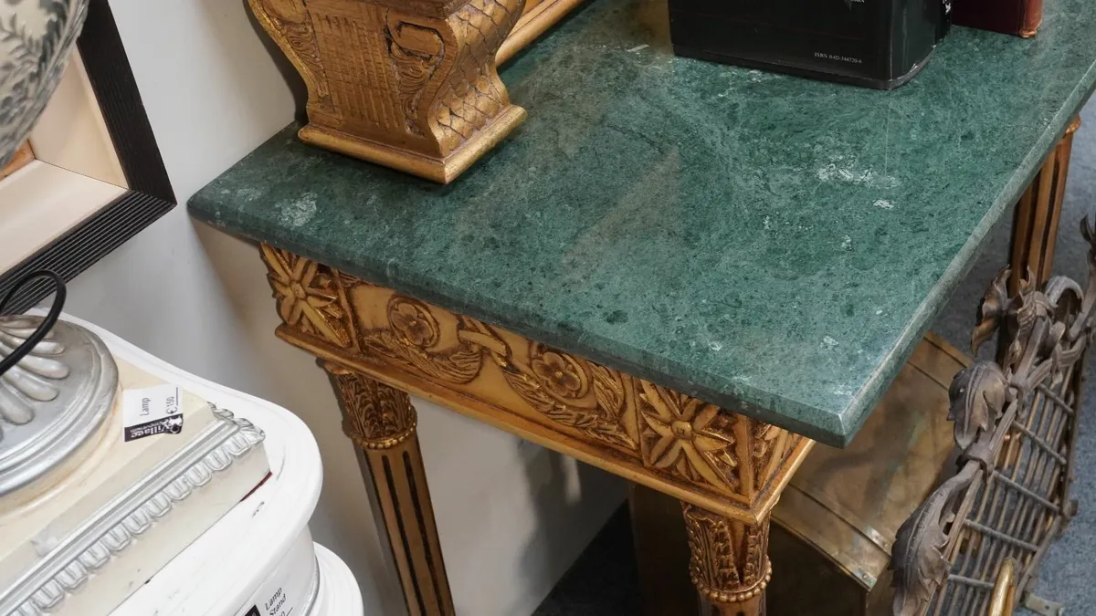 Antique Spanish Mirror and Marble-Topped Console - Image 2