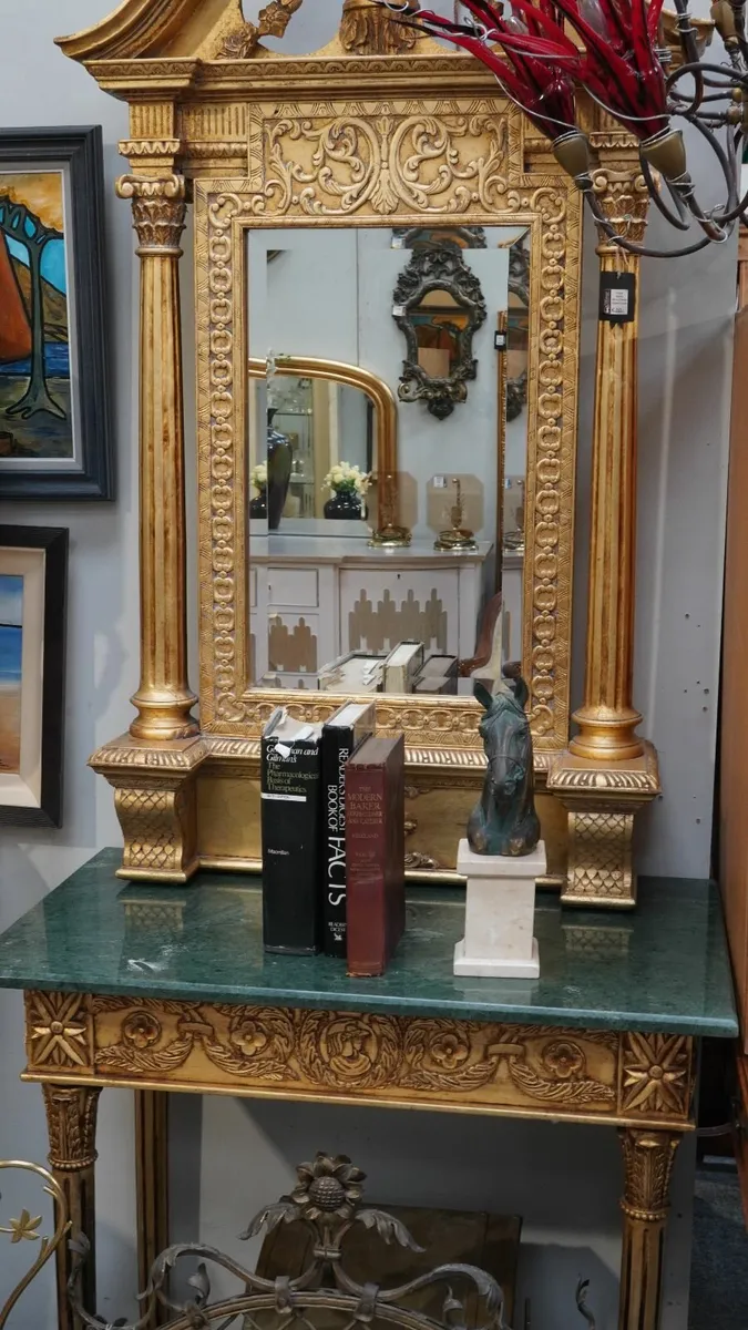 Antique Spanish Mirror and Marble-Topped Console - Image 3