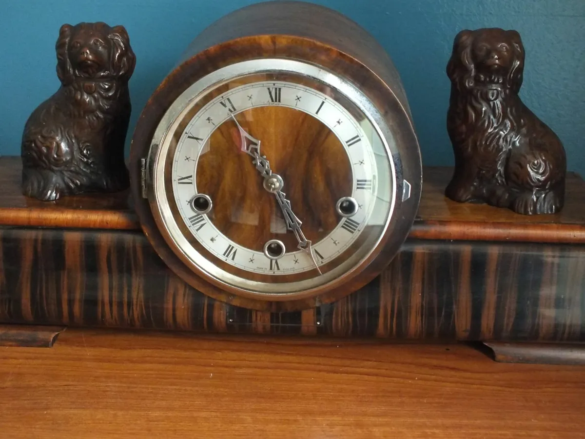 Enfield Art Deco mantle clock with matching dogs for sale in Co. Tyrone