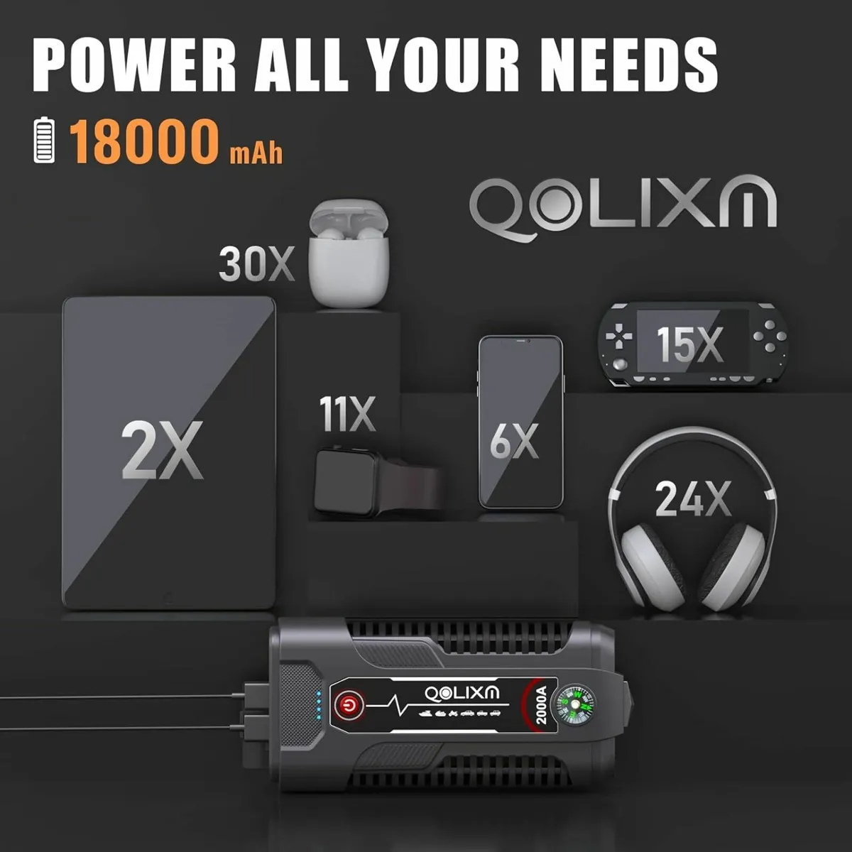 Dl100 Jump Starter, 2000A 18000mAh Battery Starter - Image 1