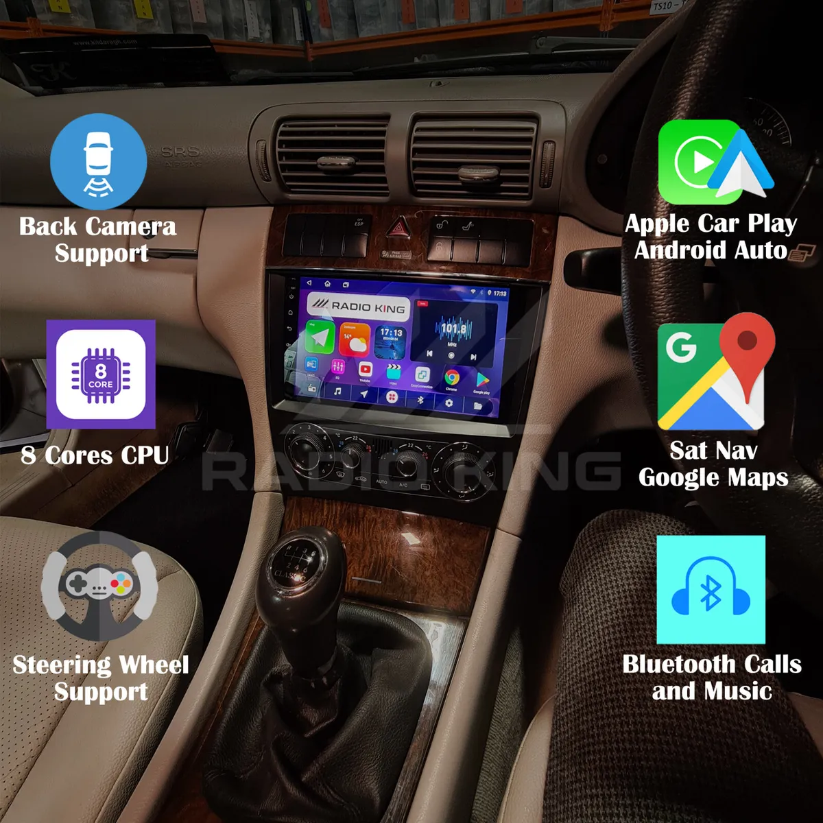 PREMIUM CARPLAY MERCEDES C200 ANDROID AUTO RADIO - Image 1