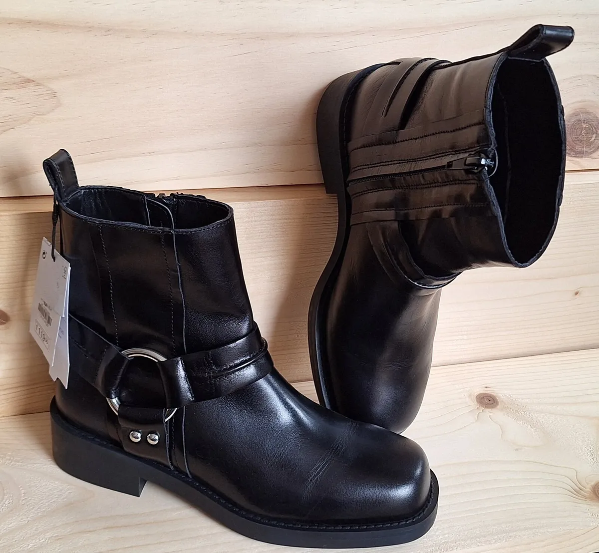 New Zara Real Leather Biker Boots uk 5 - Image 1