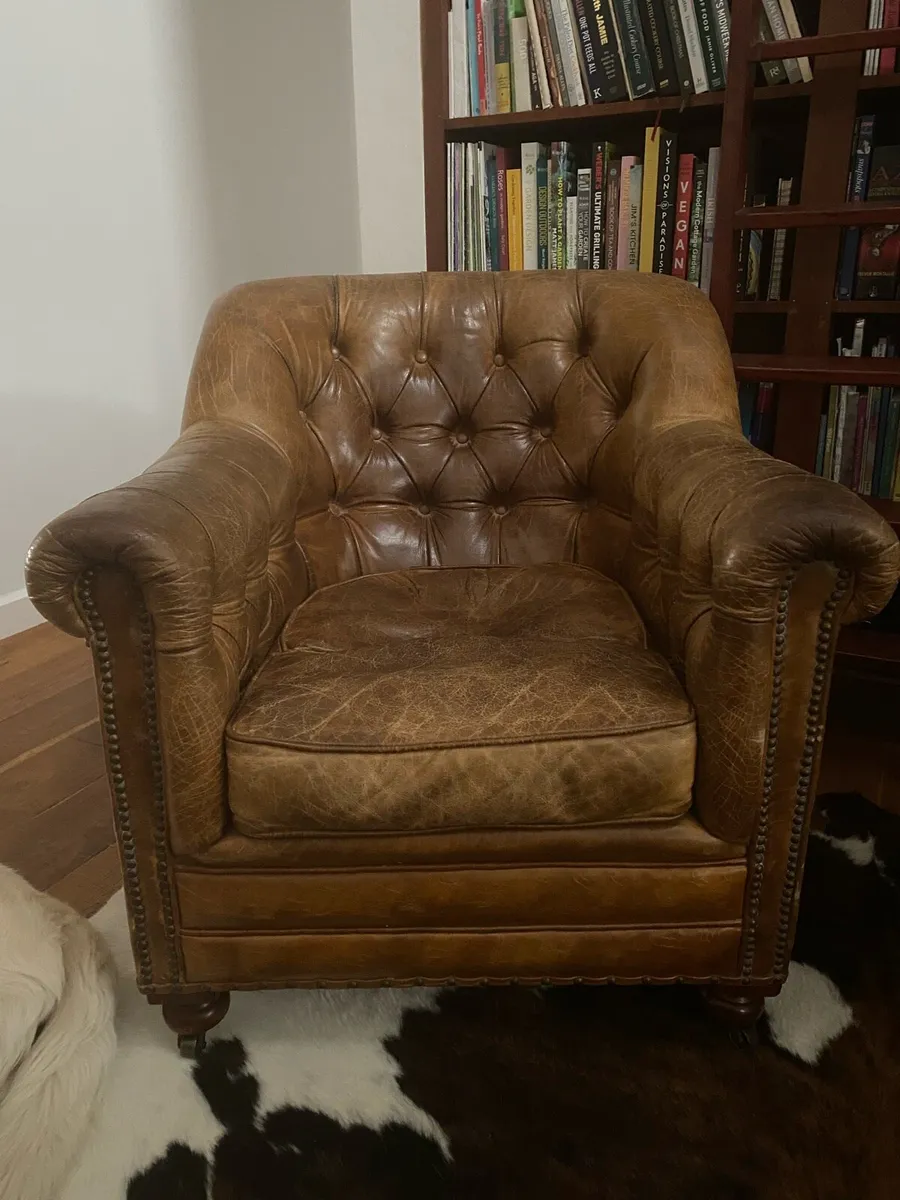 Vintage Chesterfield Sofa and Armchairs - Image 3