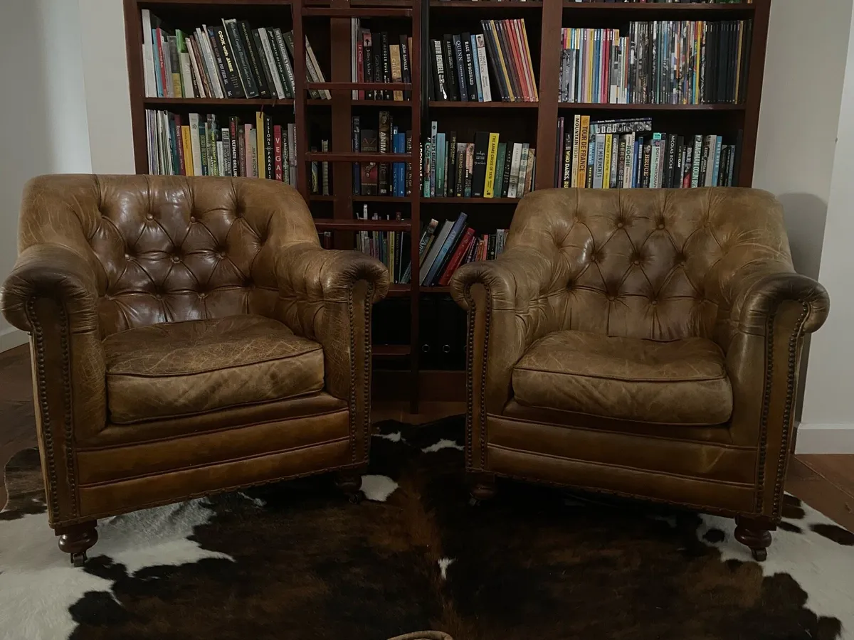 Vintage Chesterfield Sofa and Armchairs - Image 1
