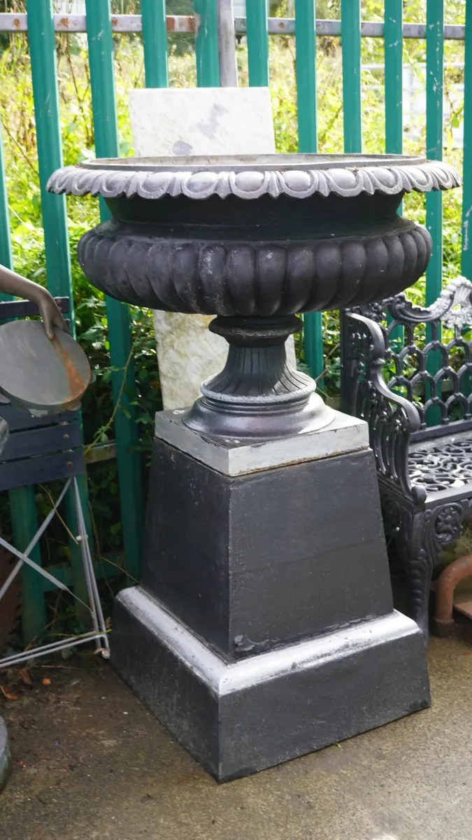Huge Victorian Cast Iron Planter on Pedestal - Image 2