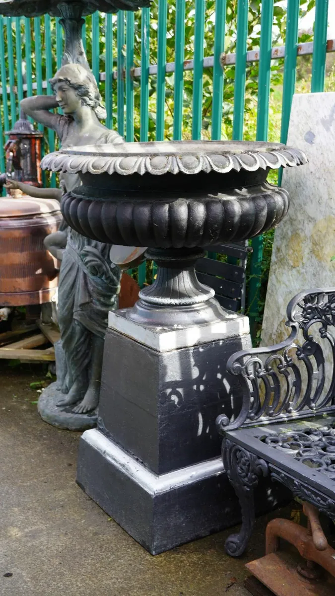 Huge Victorian Cast Iron Planter on Pedestal - Image 1