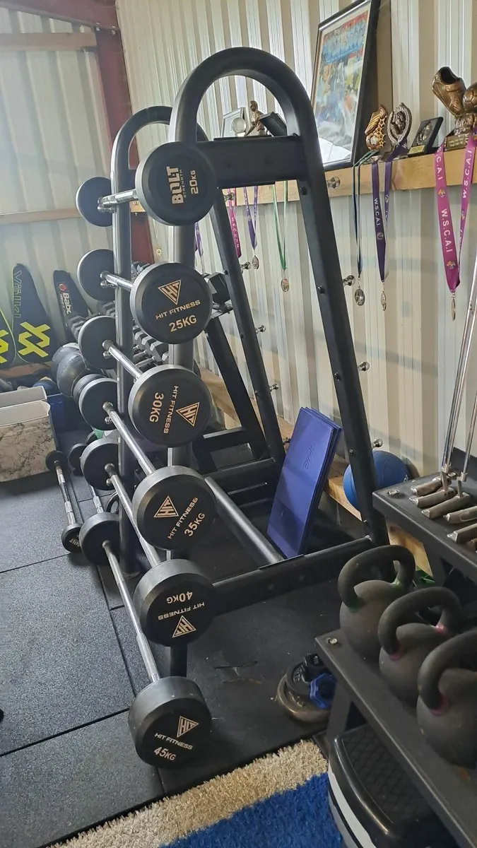 Barbell stand and barbell weights for sale in Co. Tipperary for 1 000 on DoneDeal