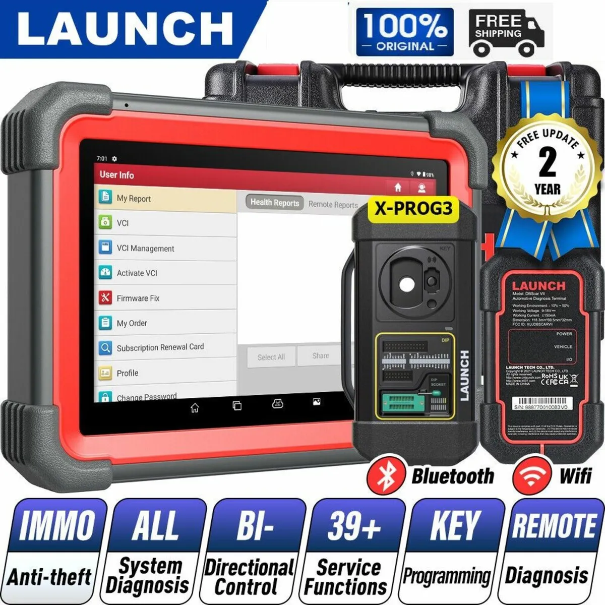 Launch X431 PRO IMMO PLUS Key Program & Diagnostic - Image 1