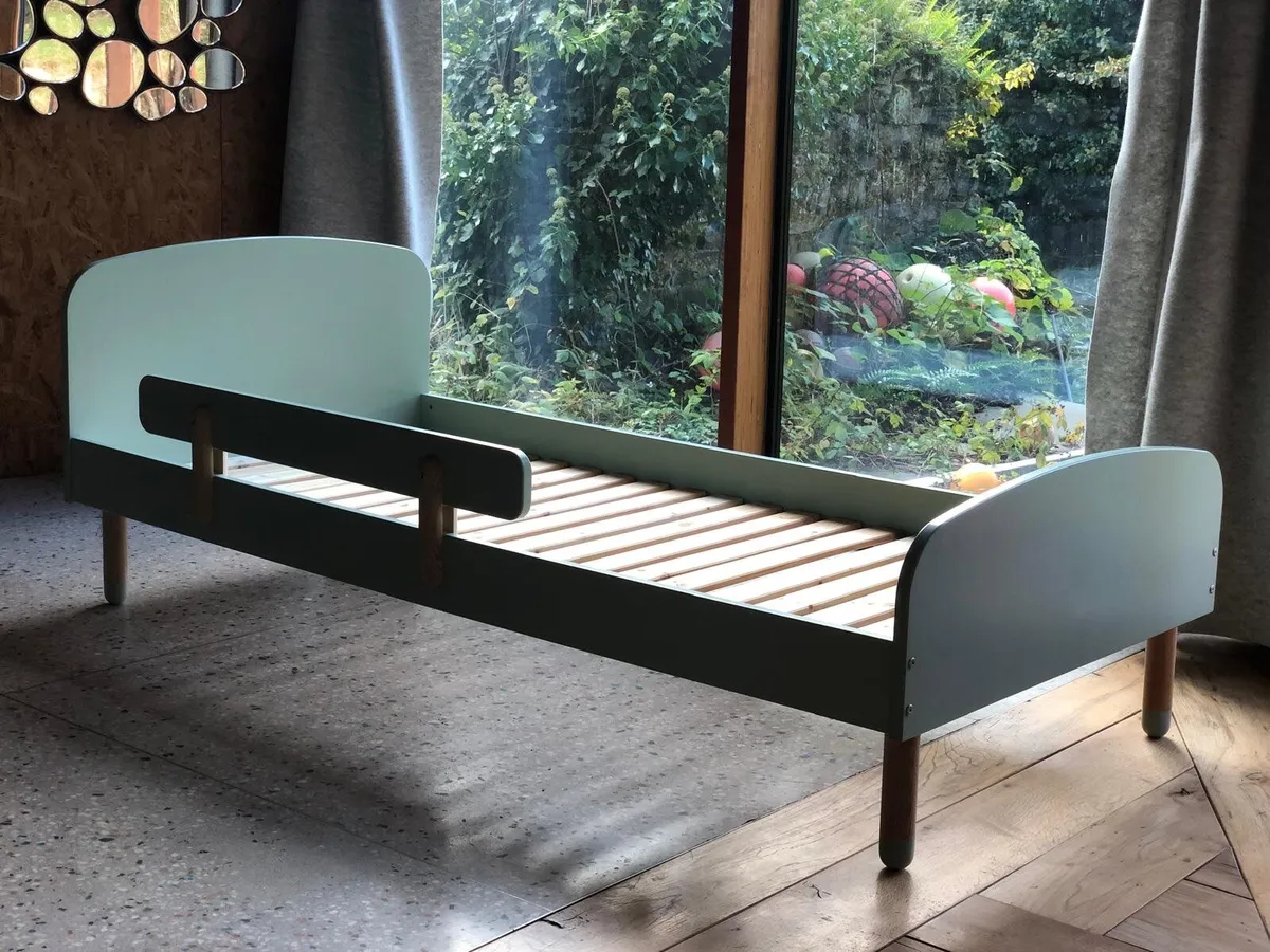 Flexa Single Bed frame mint green with front rail - Image 2