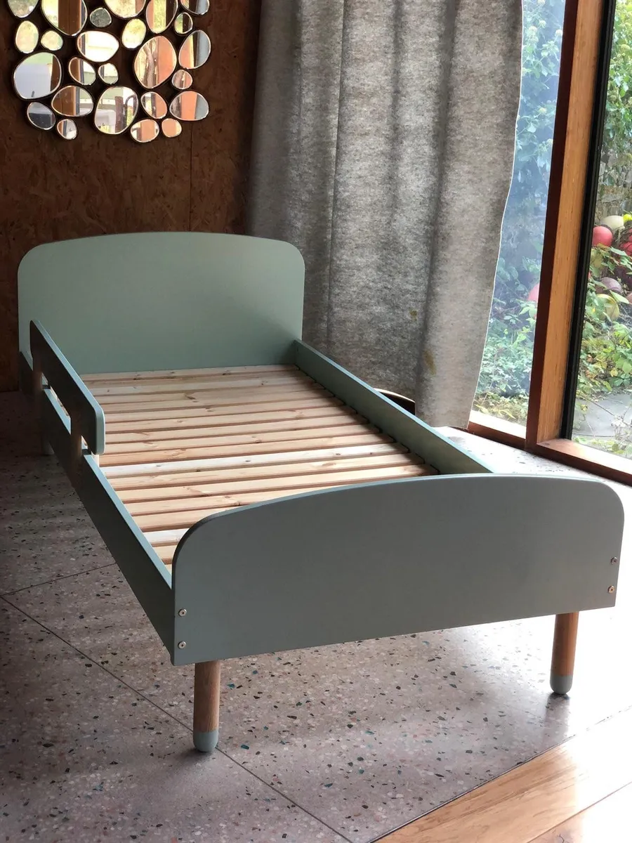 Flexa Single Bed frame mint green with front rail - Image 1