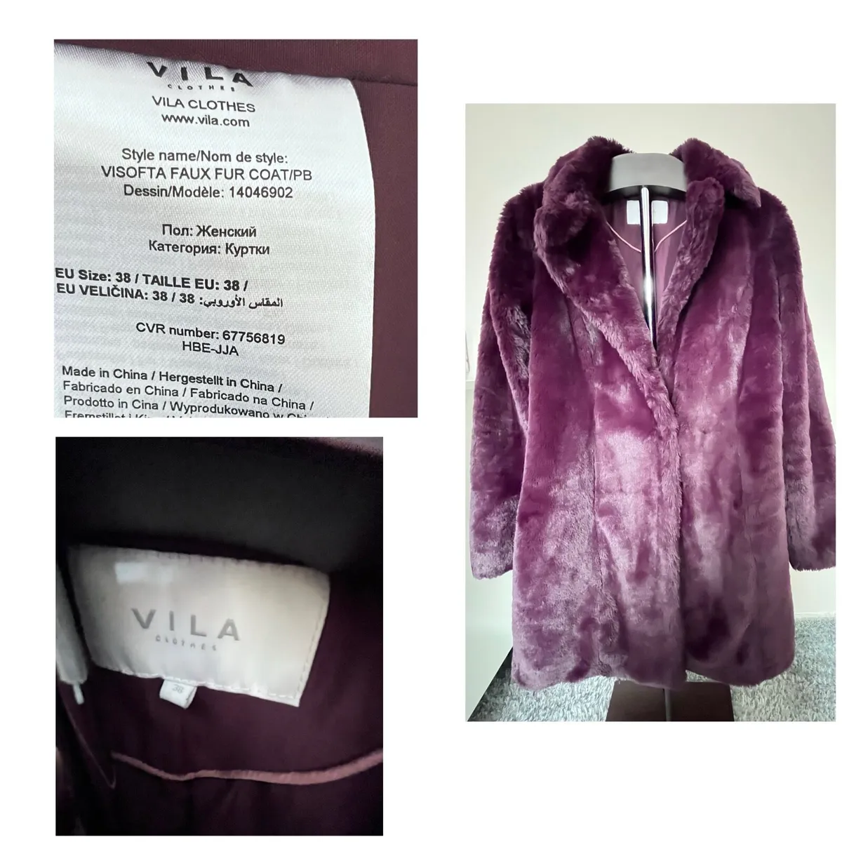 Vila Faux Fur Coat Maroon S38 for sale in Co. Meath for 50 on DoneDeal