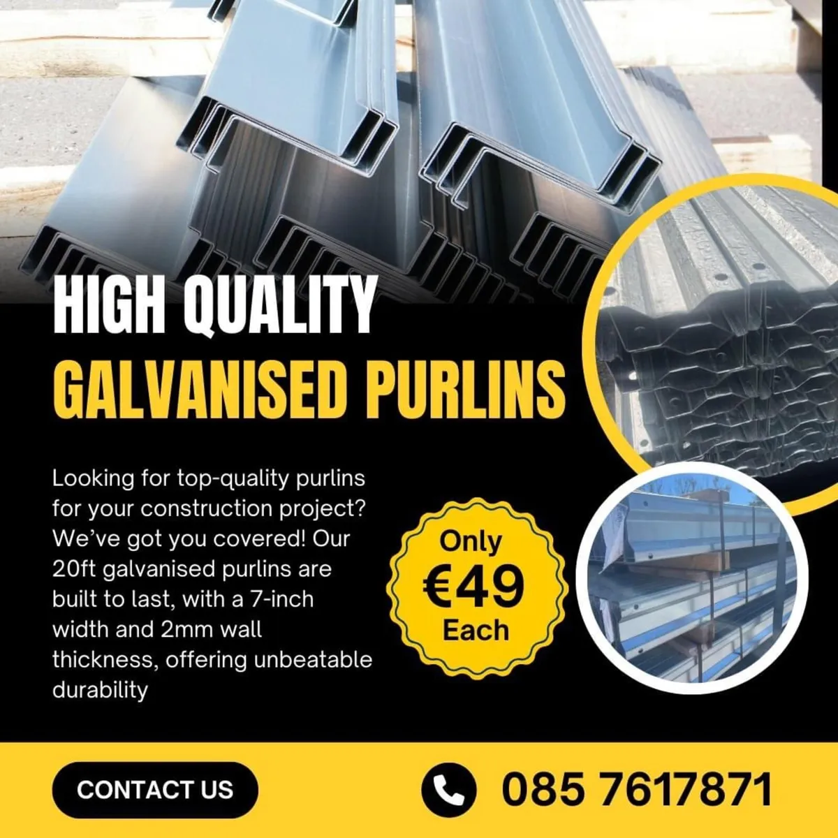 Galvanised purlins✅best value & free delivery - Image 1